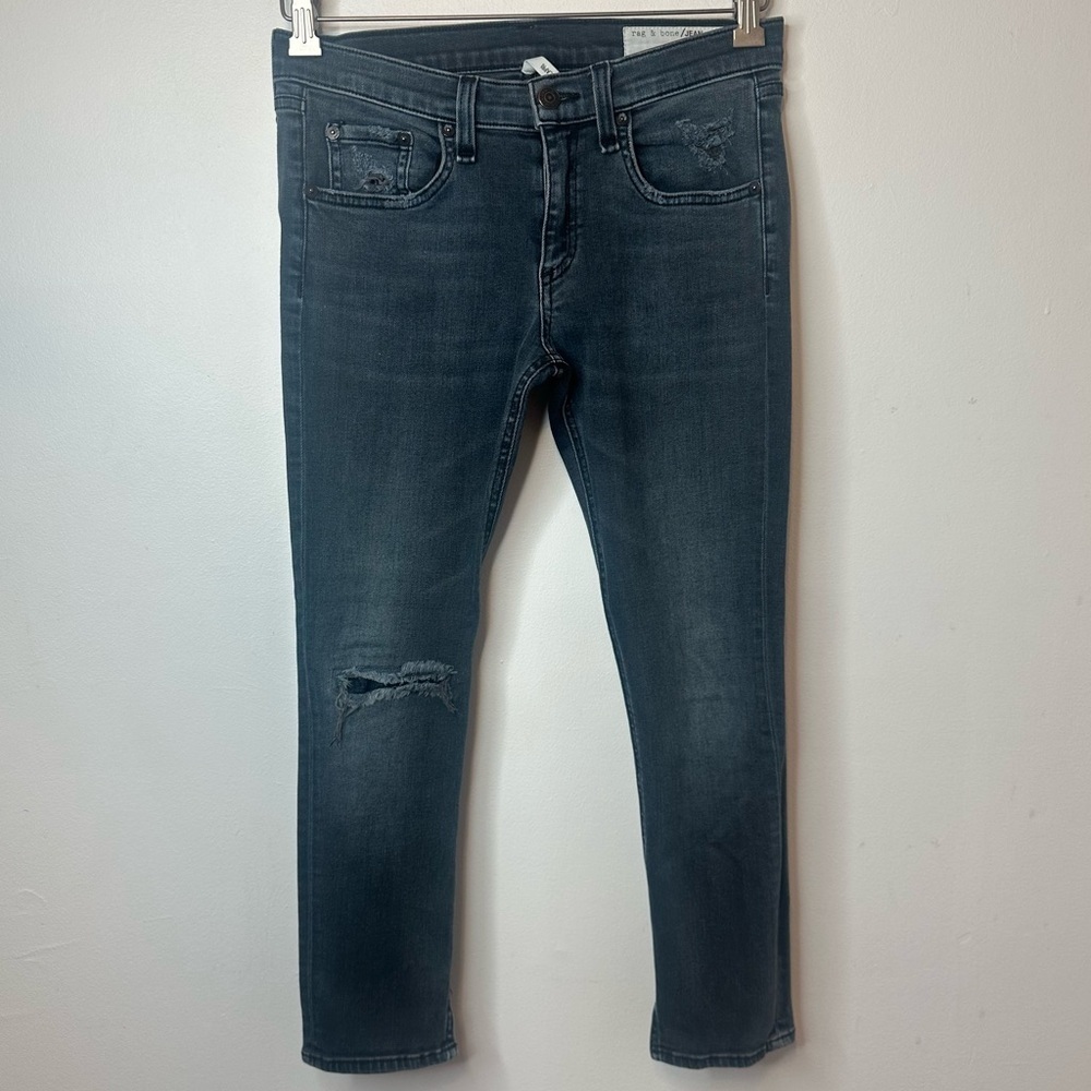 Rag & Bone Denim Capri Jean Low Rise Split Hem Distressed Size 27